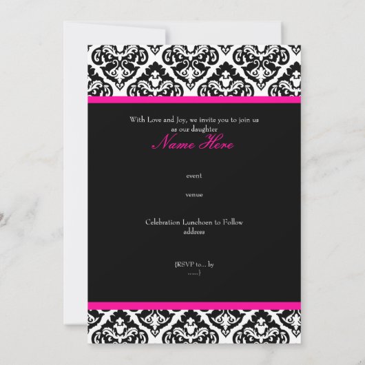 Invitation PixDezines monogramme vendome damask/do-it-yoursel (Dos)