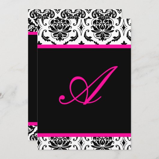 Invitation PixDezines monogramme vendome damask/do-it-yoursel (Devant / Derrière)