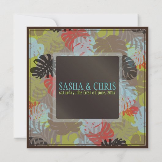 Invitation PixDezines Monstera, Feuillage tropical/couleurs D (Devant)