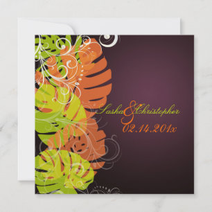 Invitation PixDezines Monstera, Feuillage Tropical + Tourbill