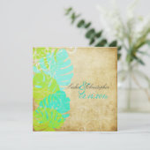 Invitation PixDezines MONSTERA FEUILLES+SWIRLS/GREEN+TURQUOIS (Debout devant)