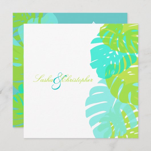 Invitation PixDezines Monstera Foliage/DO-IT-YOURSELF couleur (Devant / Derrière)