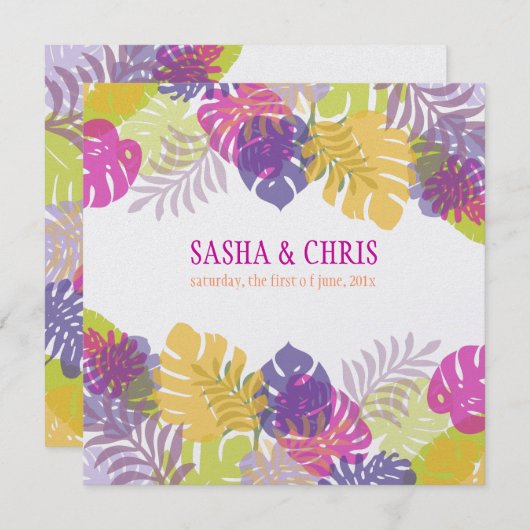 Invitation PixDezines Monstera, Foliage Tropical/do-it-yourse (Devant / Derrière)
