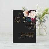 Invitation PixDezines Moody Botanical Flowers Turquoise Bourg (Debout devant)