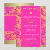 Invitation PixDezines natasha damas/Bat Mitzvah/rose/or (Devant / Derrière)