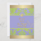 Invitation PixDezines natasha damask/Bat mitzvah/rose/or (Dos)