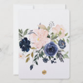 Invitation PixDezines Navy Blush Watercolor Flower (Dos)