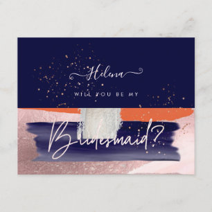 Invitation PixDezines Navy+Coral Will You .. Épouse