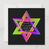 Invitation PixDezines Neon Colors Star de David/B'not Mitzvah (Devant)