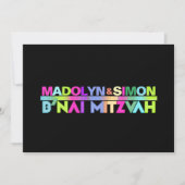Invitation PixDezines Neon Lights B'nai Mitzvah ✡ (Devant)