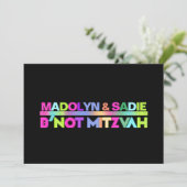 Invitation PixDezines Neon Lights B'not Mitzvah ✡ (Debout devant)