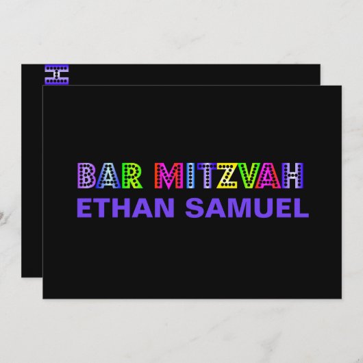 Invitation PixDezines néon lumières bar mitzvah (Devant / Derrière)