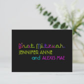Invitation PixDezines néons b'not mitzvah (Debout devant)