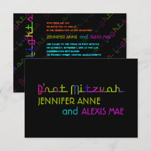 Invitation PixDezines néons b'not mitzvah