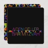 Invitation PixDezines néons/typographie/bar mitzvah Invitatio (Devant / Derrière)