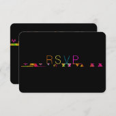 Invitation PixDezines néons/typographie/bar mitzvah RSVP Invi (Devant / Derrière)