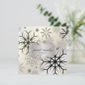 Invitation PixDezines NOIR SNOWFLAKES/MARIAGE HIVER (Debout devant)