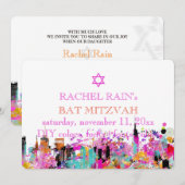 Invitation PixDezines NYC bar/bat mitzvah urbain (Devant / Derrière)