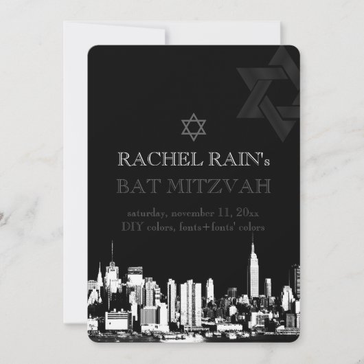 Invitation PixDezines NYC bar/bat mitzvah urbain (Devant)