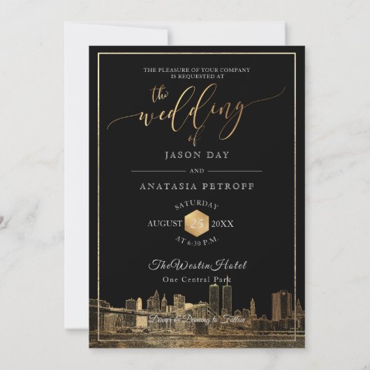 Invitation PixDezines NYC Skyline/Faux Gold/do-it-yourself (Dos)