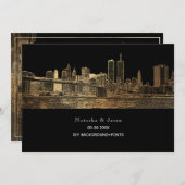 Invitation PixDezines NYC Skyline/Faux Gold/do-it-yourself (Devant / Derrière)