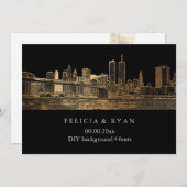 Invitation PixDezines NYC Skyline/Faux Gold/do-it-yourself Bc (Devant / Derrière)