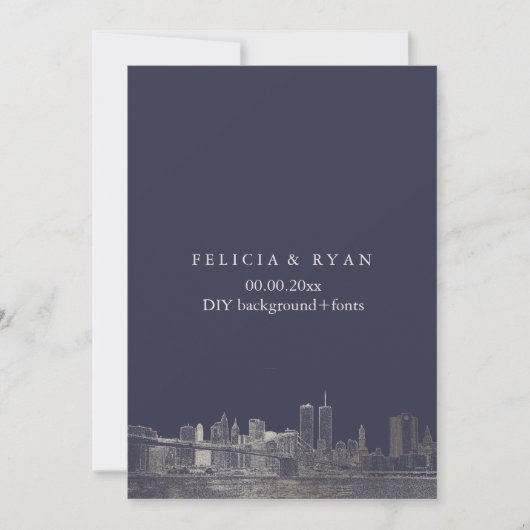 Invitation PixDezines NYC Skyline/Faux Silver/do-it-yourself  (Devant)