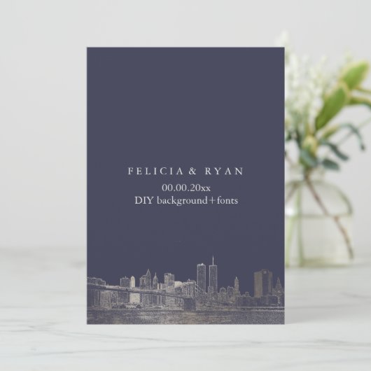 Invitation PixDezines NYC Skyline/Faux Silver/do-it-yourself (Debout devant)