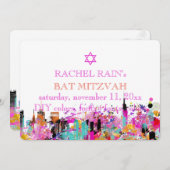 Invitation PixDezines NYC urbain/bat mitzvah (Devant / Derrière)