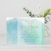 Invitation PixDezines Ocean Watercolor Beach Bat mitzvah (Debout devant)