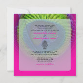 Invitation PixDezines, oeil de paon psychédélique/rose chaud (Dos)