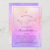 Invitation PixDezines Ombre Blush Pink+Violet Bat mitzvah (Devant / Derrière)