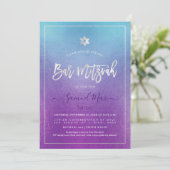 Invitation PixDezines Ombre Deep Blue Sea Bat mitzvah (Debout devant)