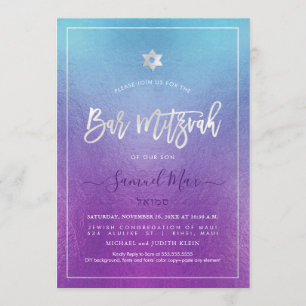 Invitation PixDezines Ombre Deep Blue Sea Bat mitzvah