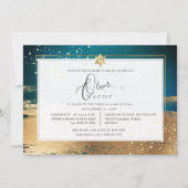 Invitation PixDezines OR TURQUOISE foncé BRUSHSTROKE Mitzvah (Devant)