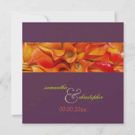 Invitation PixDezines ORANGE CALLA LILY/LUXE PEARL PAPIER (Devant)
