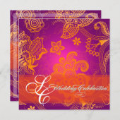 Invitation PixDezines orangé dentelle/do-it-yourself polices+ (Devant / Derrière)