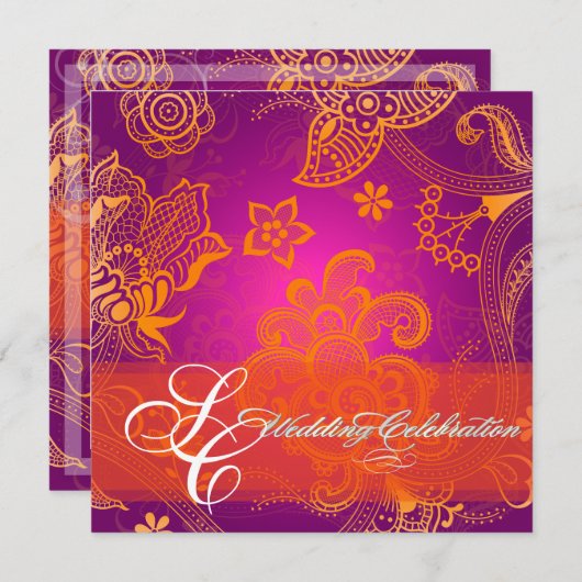 Invitation PixDezines orangé dentelle/do-it-yourself polices+ (Devant / Derrière)