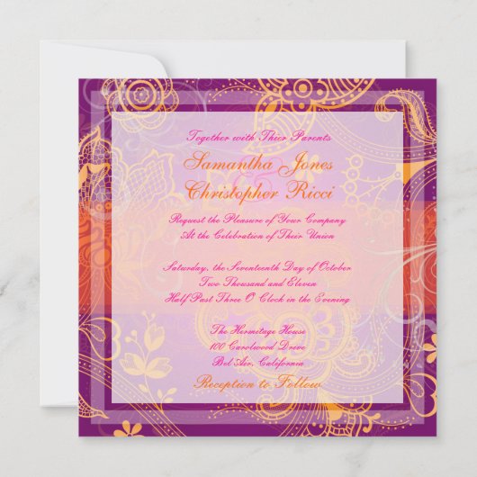 Invitation PixDezines orangé dentelle/do-it-yourself polices+ (Dos)