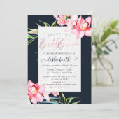 Invitation PixDezines Orchid Isle, Bridal Brunch Navy+Pink (Debout devant)
