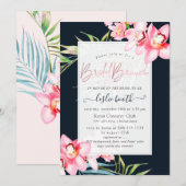 Invitation PixDezines Orchid Isle, Bridal Brunch Navy+Pink (Devant / Derrière)