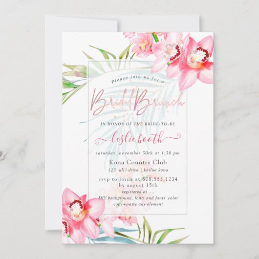 Invitation PixDezines Orchid Isle, Tropical Bridal Brunch (Devant)