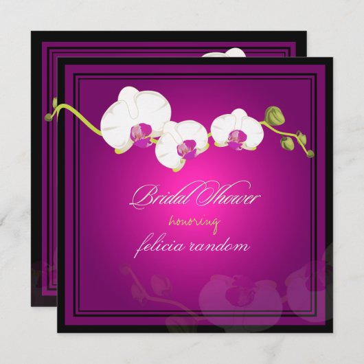 Invitation PixDezines, orchidée blanche/do-it-yourself événem (Devant / Derrière)