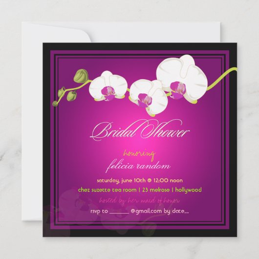 Invitation PixDezines, orchidée blanche/do-it-yourself événem (Dos)