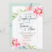 Invitation PixDezines Orchidée Isle, Tropical Couples Douche (Devant / Derrière)