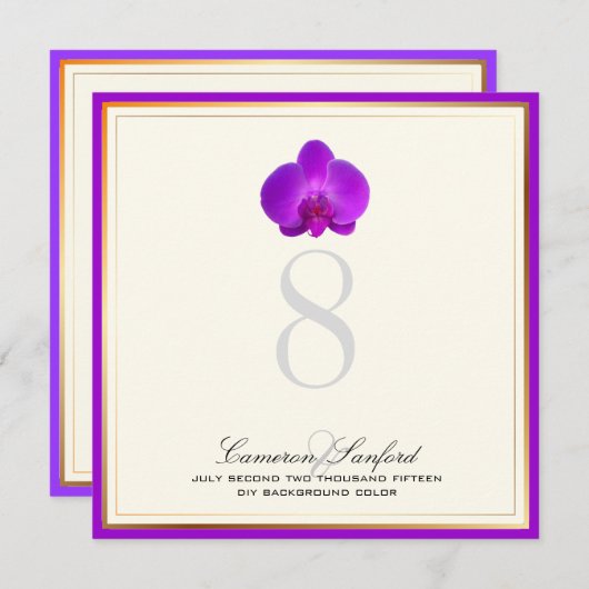 Invitation PixDezines orchidées violettes/numéros de table (Devant / Derrière)