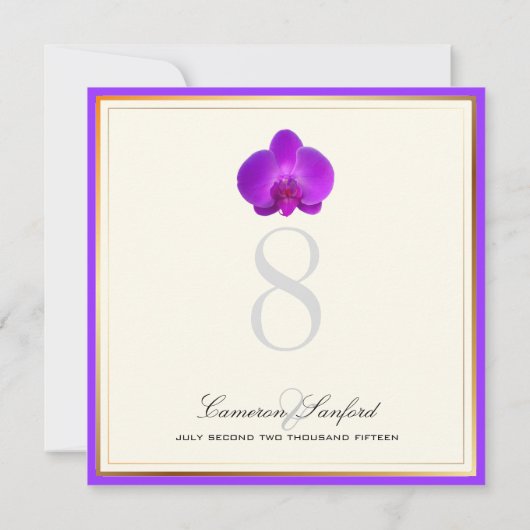 Invitation PixDezines orchidées violettes/numéros de table (Dos)