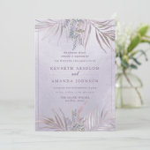 Invitation PixDezines Palmes Mauve+Lilac, Iridescente (Debout devant)