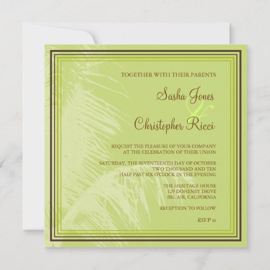 Invitation PixDezines palmiers frons/coco feuilles/do-it-your (Dos)