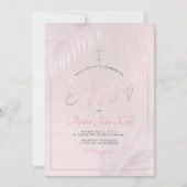 Invitation PixDezines Palms D'Argent Rose Baptême (Devant)